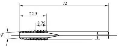 第2根絲錐的切削導向錐角修磨為9°